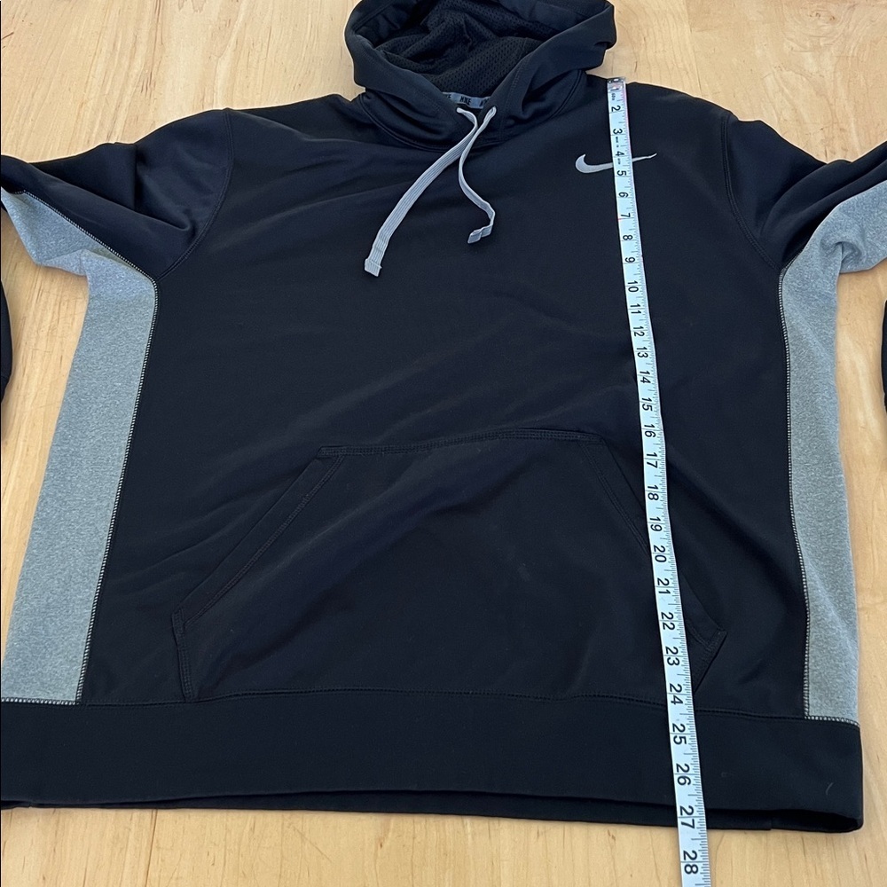 Nike Black Hoodie with Light Gray Swoosh and Drawstrings - Picture 5 of 7